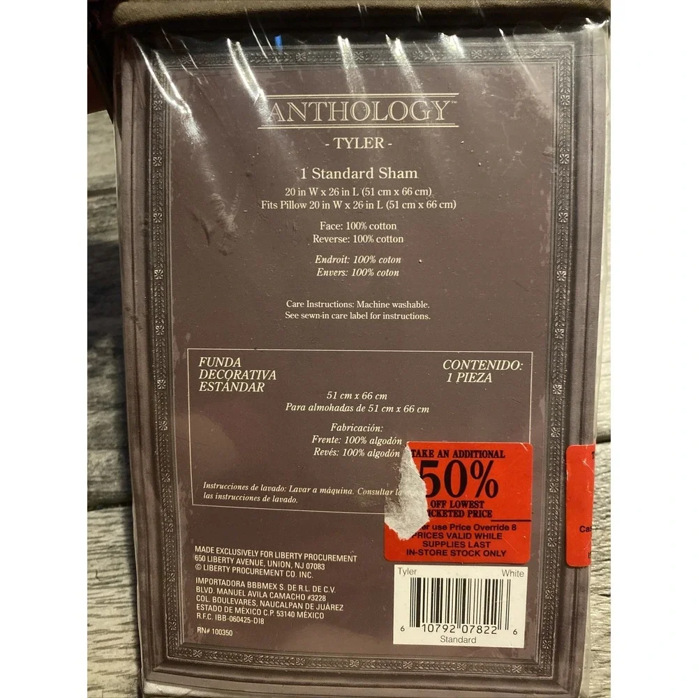 ANTHOLOGY‎ New (1) Tyler White Standard Pillow SHAM Ruched